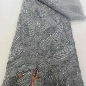 Luxury Beads Lace Fabrics Nigerian Lace African Tulle 2025 French Tulle Beaded Net Lace for Women Evening Dresses
