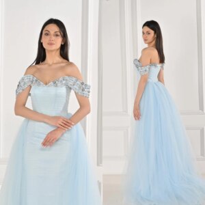 Customized Evening Tulle Beading Draped Pleat Christmas A-line Off-the-shoulder Bespoke Occasion Gown Long Dresses Saudi Arabia