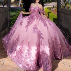 Pink Shiny Quinceanera Dresses Ball Gown Off The Shoulder Sequin Applique Lace Beading Tull Party Birthday Sweet16 Vestidos 15