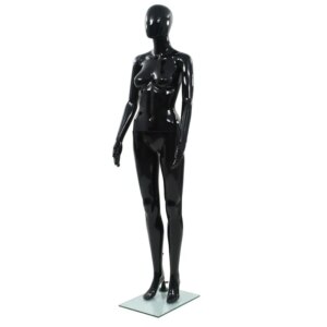 Full Body Female Manneq with Glass Base Glossy Black 68.9