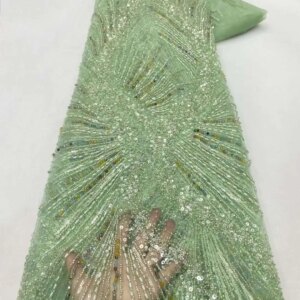 Luxury African Heavy Lace Fabric High Quality 5 Yards Nigerian Sequins French Tulle Fabric Material For Wedding Party Xz