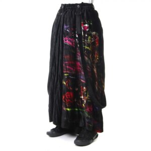 YOJI OOAK Original Design Black Printed Loose Wide Leg Pants Design Sense Skirt Pants Loose Men’s Pants