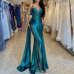 Elegant Sweetheart Blue Lace Appliques Sexy Mermaid Formal Evening Dresses Birthday Party Prom Gowns Customized