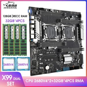 X99 DUAL Motherboard Set With XEON E5 2680 V4*2 And 128GB(4*32G) DDR4 2133Hz REG ECC Memory Combo Kit NVME M.2 USB3.0 UP TO 256G