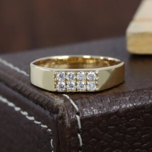 JY Jewelry 18K Yellow Gold Men’s Fashion Ring 0.20CT Lab Diamond Engagement Wedding Ring For Men HPHT CVD Lab Grown Diamond Ring