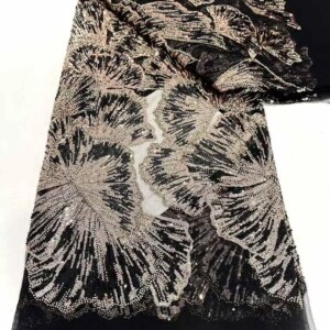 Wholesale African Sequins Lace Fabric French Embroidery High Quality Luxury Heavy Beaded Bridal Wedding Lace 5 yards