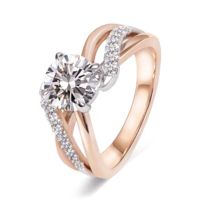 Provence10K 14K 18K yellow gold plated HPHT CVD 2ct F Lab diamond rings Luxury Twist  Wedding Engagement Customized Rings