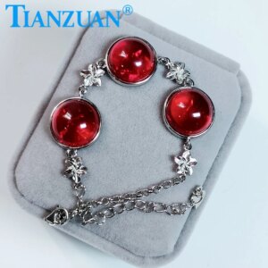 Simulation Ruby Bracelet 12mm 925 silver Fashion Bangle Jewelry Corundum Jewelry For Women Anniversary Party Gift Fine Jewelry