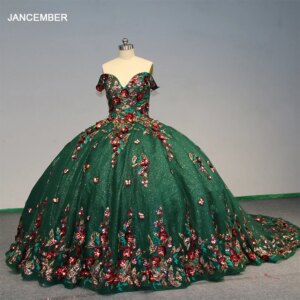 Elegance Princess Green Off Shoulder Ball Gown Lace Up Quinceanera Dresses Birthday Party Sweet 16 Dress vestido de 15 años