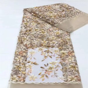 2024 New African Nigerian French High Quality Hot Sale 3D Flower Lace Fabric Sewing Bride Party Wedding Embroiderg Dress