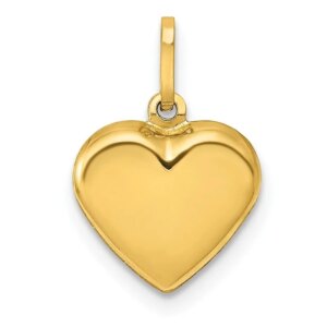 14K Polished 3D Puffed Heart Pendant