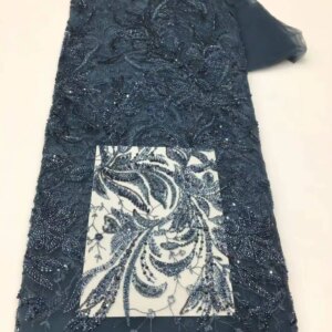 2025 New African French Nigerian High End Lace Fabric With Beads Sequins Mesh for Embroidery Wedding Party Bride Sewing Dress