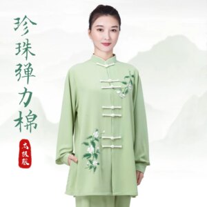 Tai Ji Suit Martial Arts Women’s New High-End Performance Shadowboxing Exercise Clothing Thickened Stretch Cotton Long