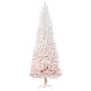 6′ Tall Unlit Pencil Fir Artificial Christmas Tree with Realistic Branches and Steel Base Pink and White