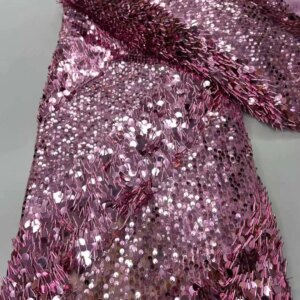 African Sequins Lace Fabric 2025 High Quality French Mesh Tulle Lace 5Yards Nigerian Lace Fabric For Woman Wedding Dress