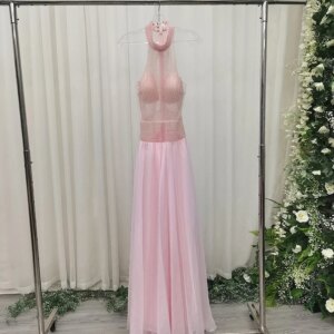 Sexy Pink Evening Dress Hand Beading Gown for Graduation Quinceanera Speical Occasions H396 No Return&Refund