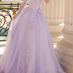 Customized Lilac Sweet 15 Prom Dresses Lace Applique A Line Long Women Formal Evening Dress Wedding Party Gown vestidos de gala