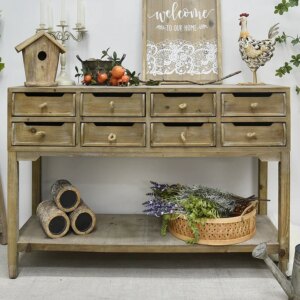 INNOVAHOME living room furniture vintage old style wooden 8 drawers storage chest organizer console cabinet