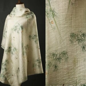Green Bamboo Dance Jacquard Digital Printing Fabric 1.5 M Width New Chinese Style Han Clothing Cheongsam