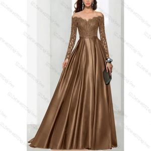 Slim Off The Shoulder A-Line Long Sleeves Evening Dress Chic Prom Gown Robes De Soirée Customized Dresses
