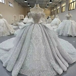 Vestido Novia Sweetheart Off Shoulder Beading Crystal Ball Gown Lace Up Dress Long Bridal Dress Wedding Dress