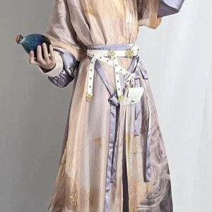 Han Elements Cross Collar Long Shirt Half Arm T-shirt Hanfu Suit Cos Cosplay Hanfu Inner Robe Cloth Belt Outer Shirt