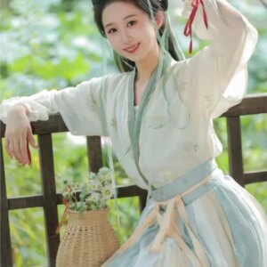 Hanfu Ancient Costume Women’s New Beizi Waist-High Ruqun round-Neck Shirt Daily