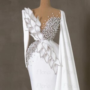4 Styles White Diamond Wedding Party Dress Arabic Leaf Shaped Robe de Mariée 2024 Luxury Celebrity Gown Evening Dresses Custom