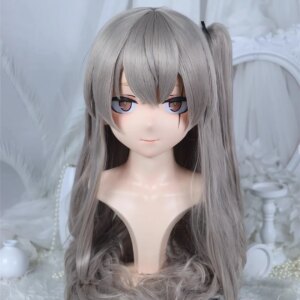 Customize Character Female/Girl Resin Kig Full Head With Lock Anime Cosplay Japanese Anime Kigurumi Mask