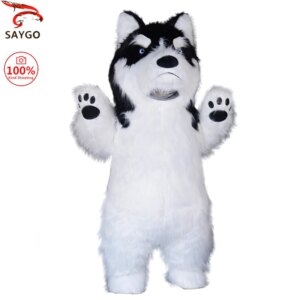SAYGO Funny Husky Plush Inflatable Costume Adult Role Play Halloween Mascot Shop Promotion Props Party Costumes