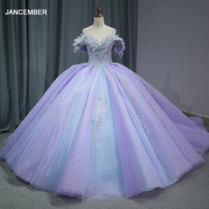 Sweet Charming Pueple Quinceanera Dresses For 16th Year Girl Floral Lace Up 15 Party Prom Gown Vestidos De XV Años DY1281