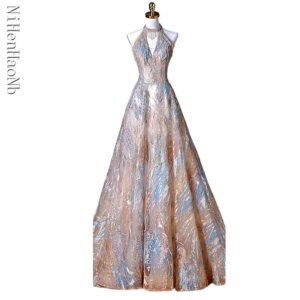 French Style Evening Dress for Women Vestidos Elegantes Luxury Sequins Sleeveless Tassel Fishtail Banquet Gown Dress
