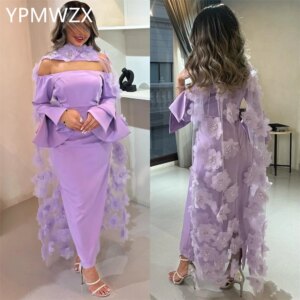 Customized Prom Gown Evening Women Party Occasion YPMWZX Off-the-shoulder Column Ankle Length Skirts Tulle Bespoke Dre