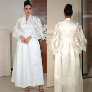 Customized Evening Chiffon Applique Beading Ruched Graduation A-line V-neck Bespoke Occasion Gown Midi Dresses