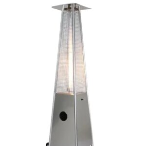 Patio Heater 48000 BTU Flame Outdoor with Cover Tower Propane Stainless Steel Wheels Custom Glass Tube