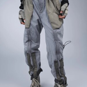 Mechanical Style Wear Ankle-Tied Long Pants Men and Women Waste Soil Wind Mud Dyed Dirty Wash Overalls Couple