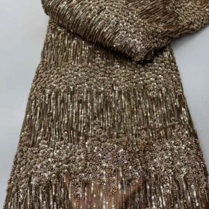 2025 New African French Nigerian High End Lace Fabric With Beads Sequins Mesh for Embroidery Wedding Party Bride Sewing Dress