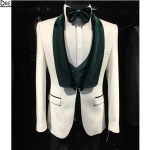 White Simple Three Pieces Men Suits Formal Party Groom Wear ( Jacket + Vest + Pants )