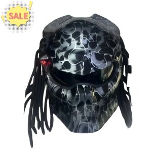 Motorcycle Predator Cosplay Full Face Helmet Masks Male Personality Motorcycle Accessories Helmet Retro Braid Abs Matte Black