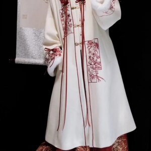 New Year’s robe Hanfu embroidered front long dress shoulder set