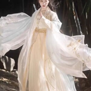 New Hanfu Jin Yu Heroine Super Immortal Wind Waist Length Skirt Song System Heavy Industry Embroidery Top Sleeve Suit Cosplay