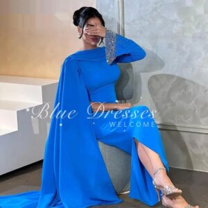 Customized  Elegant Mermaid Prom Dress Women’s Diamond Long Sleeve Party Evening Gown Ankle Length customized Special Occasion