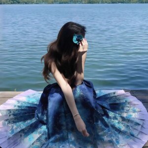 New Chinese Style Blue Hanfu Horse-face Skirt Cosplay Women Carnival Costume Vestidos Fiesta Carnival Halloween Cos Cosplay