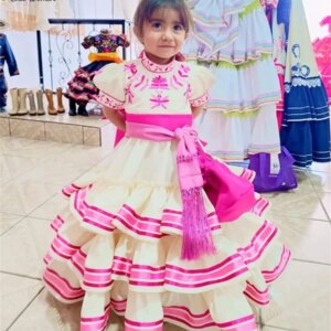 Mexican Charro Flower Girls Dress Mariachi Kids Embroidery Pageant Dress A Line Short Sleeves First Communion Party Customized