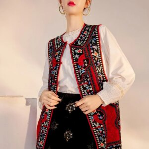 Temperament national style new Chinese Song brocade unique design sense of light luxury vest coat female