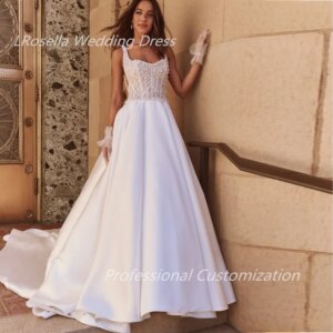 LRosella Wedding Dress A-line Tulle Halter Floor-Length sleeveless Elegant Exquisite Morden style Luxury For Women فسات 2024