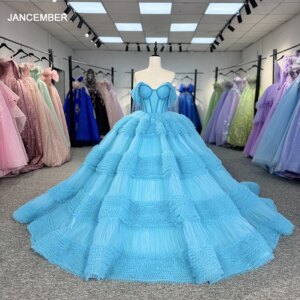 Blue Ball Gown Princess Girl Sweet 15 Quinceanera Dresses Floor Length Beauty Customize Prom Party Gowns Dress vestidos 15 años