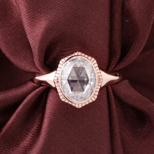 Provence 18K/14K/10K Rose Gold 2.5ct D Color VVS1 GRA Certified Rose Cut Oval Shape Moissanite Rings For Women Party Trendy Gift