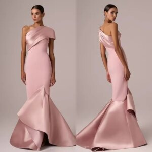 Little Daisy Customized Ruched Mermaid One-shoulder Long Dresses Bespoke Occasion Dresses Matching Classic Casual