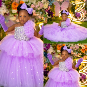 Lavender Girls Birthday Party Dresses Princess Beaded Customized Flower Girl Dresses Baby Kids Ball Gowns for Photo Shoot